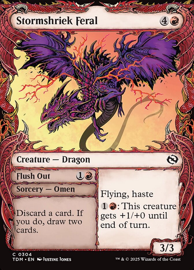 Stormshriek Feral // Flush Out, Tarkir: dragonstorm Card Art