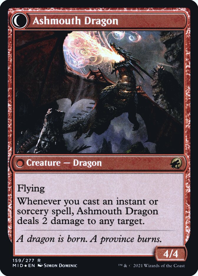 Smoldering Egg // Ashmouth Dragon, Innistrad: Midnight Hunt Promos Card Art