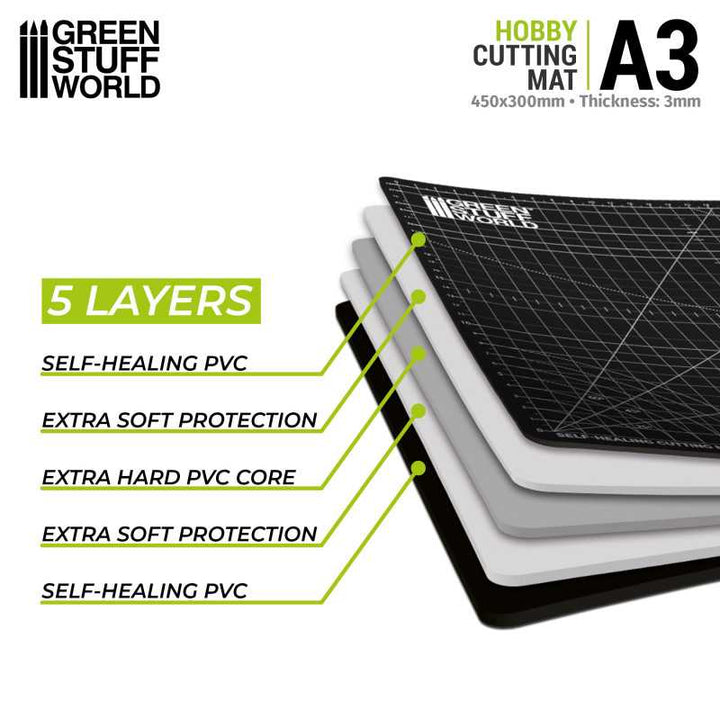 Green Stuff World - Foldable Cutting Mat  A3 - Black
