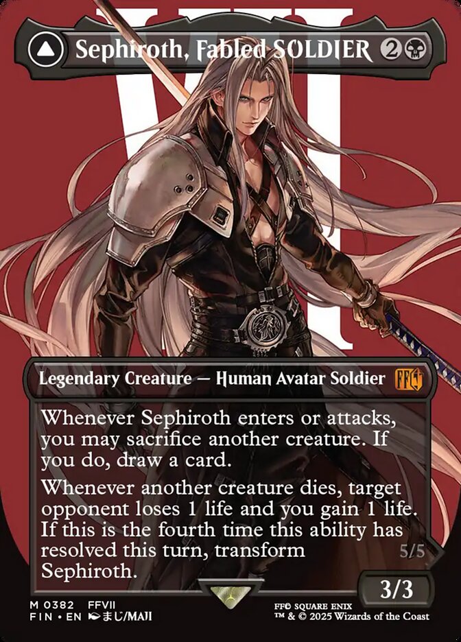 Sephiroth, Fabled SOLDIER // Sephiroth, One-Winged Angel, Final fantasy Card Art