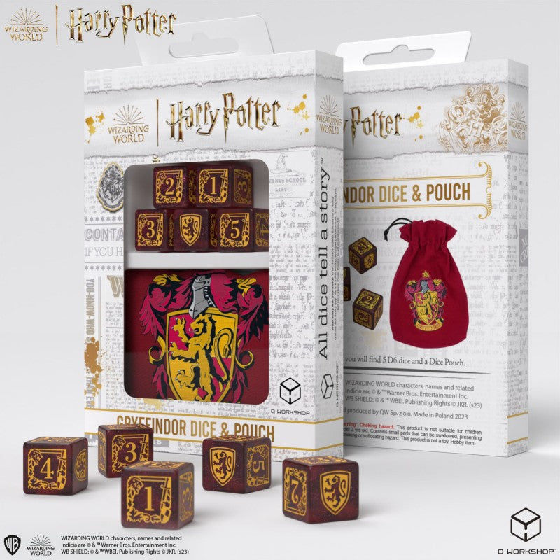Q Workshop - Dice - Harry Potter Dice &amp; Pouch - Gryffindor