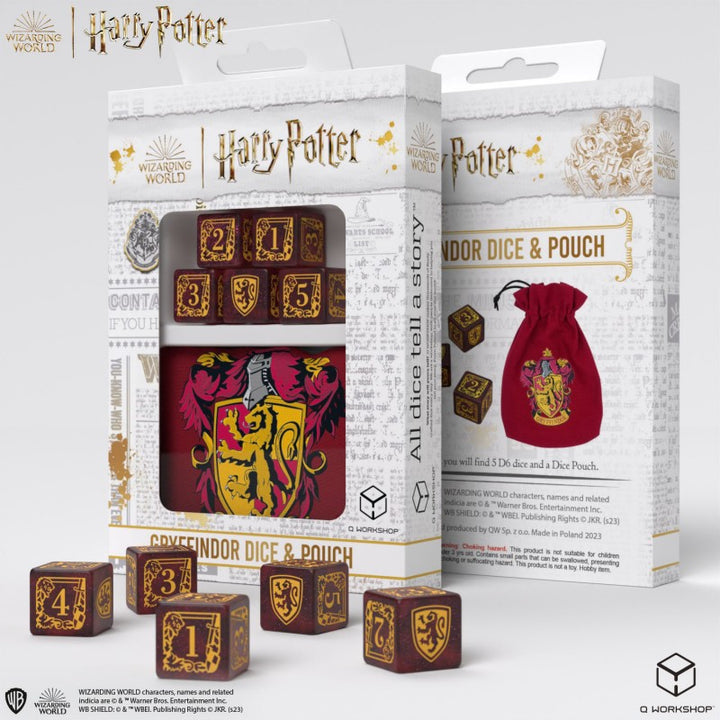 Q Workshop - Dice - Harry Potter Dice &amp; Pouch - Gryffindor