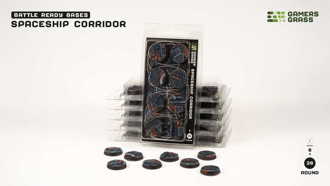 Gamers Grass - Battle Ready Bases - Spaceship Corridor - Round 28mm (8st)