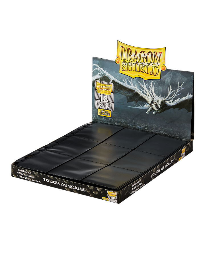 Dragon Shield - 18-pocket Side Loading Pages - Non Glare - Black (50 pages)